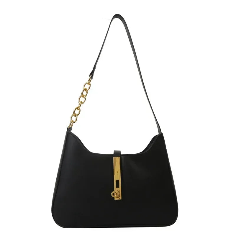 Luxury PU Leather Women's Shoulder Bag - Casual Solid Color Handbag Purse Clutch