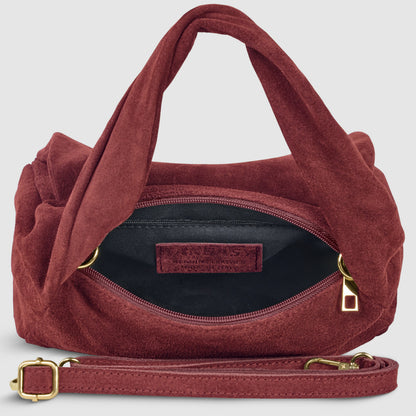 Suede Leather Top-Handle Bag