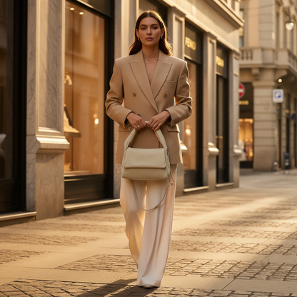 Suede Leather Top-Handle Bag