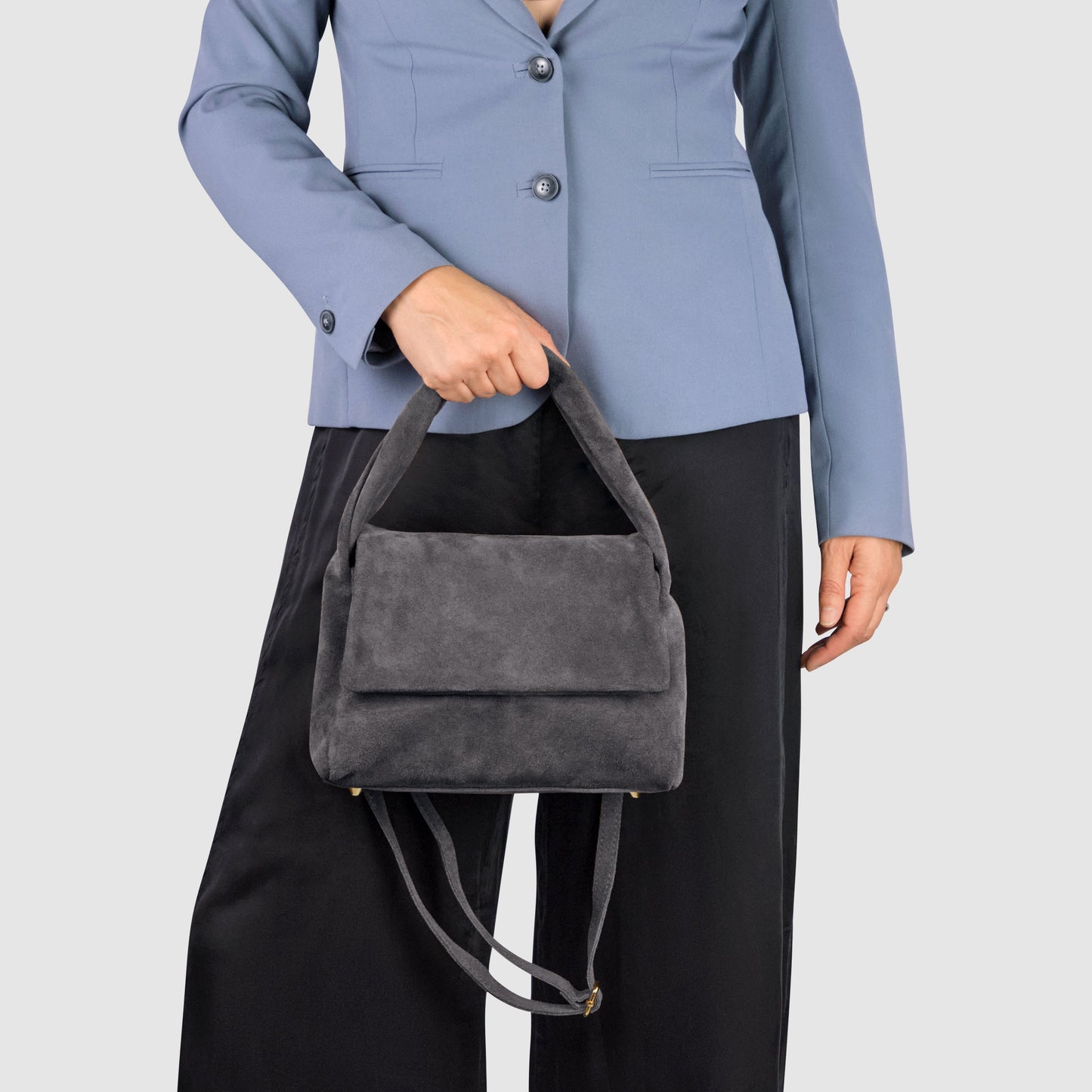 Suede Leather Top-Handle Bag